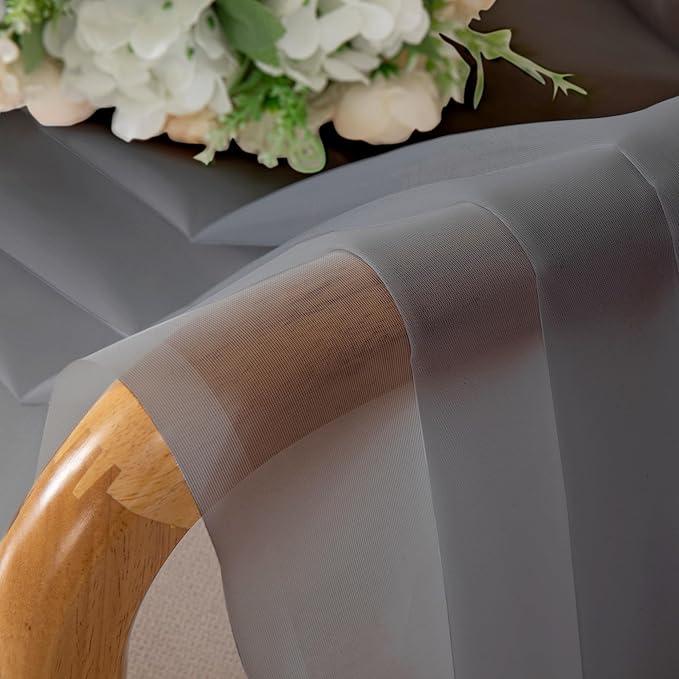 Aiyufeng Grey Sheer Curtains for Bedroom, Semi Sheer Privacy Curtains & Drapes Sunlight Filter for Hallway Window Guest Room Country House, 40 x 63 inches Long, 2 Panels