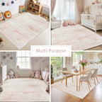 Pink Washable Rugs 6x9 Area Rugs for Living Room,Bedroom,Nursery,Carpet