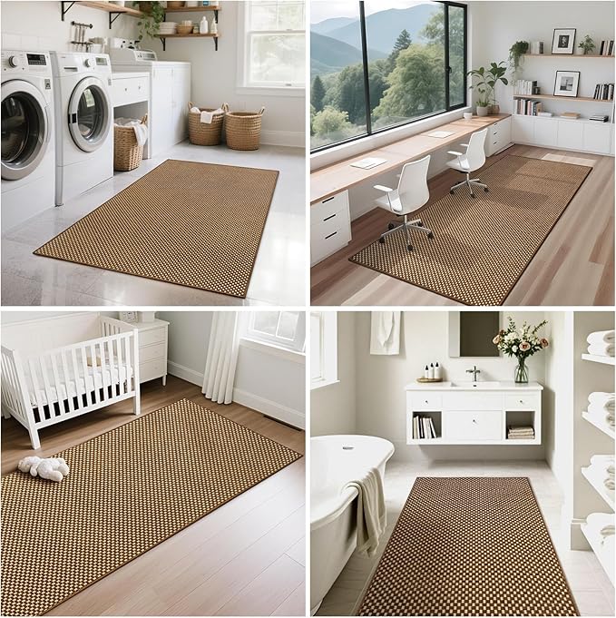 YDKGL 2x3 ft Indoor Door Mat Entryway Rug Non Slip Boho Woven Washable Small Area Rugs Runner, Front Entry Rug Entrance Doormat for Hall Porch Bathroom Kitchen Bedroom, Dark Brown/Coffee 24"x36"