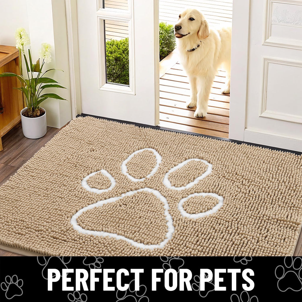 Smiry Dog Door Mat for Muddy Paws, Absorbent Non Slip Dirt Trapper, 40x32