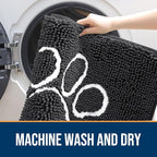 OLANLY Dog Door Mat for Muddy Paws 54x24, Paw Print Design Chenille Mud Mat