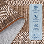 GarveeHome Small Bedroom Area Rug 3x5 Bordered Area Rug for Living Room Nursery Non Slip Kitchen Throw Carpet Low Pile Modern Rugs Washable Bathroom Mat Soft Brown Rugs for Laundry, Dark Brown