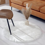 linmopm Faux Fur Rug Sheepskin Shag Fluffy Fuzzy White 3x3 ft Rugs for Bedroom Bedside Bed Floor Living Room Plush Round High-Density Cushion Carpet Super Sofa Cover