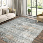 BEIMO Area Rugs 10x14 for Living Room Bedroom, Modern Abstract Machine Washable Rug, Large Soft Low Pile Floor Cover with Non Slip Backing for Dining Room, Ash Gray Brown