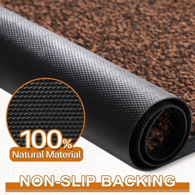 Mibao Super Absorbent Front Door Mat, 60" x 36", Non-Slip Washable Indoor Doormats, Low Profile Entryway Rug Outdoor, Dirt Resistant Welcome Mats for Front and Back Door Entrance, Brown