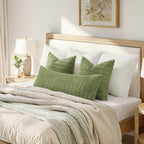 MIULEE Lumbar Corduroy Throw Pillow Cover for Bed 14x36 Beige Pack of 1