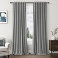 Guken Dark Grey 100% Blackout Linen Curtains 96 Inch Length 2 Panels Set for Living Room Bedroom Back Tab Rod Pocket Thermal Insulated Black Out Drapes Room Darkening Farmhouse Window Curtains,52x96