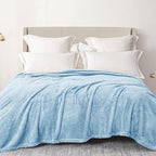Exclusivo Mezcla Fuzzy Plush Fleece Bed Blanket King Size, Light Blue