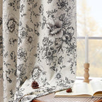 jinchan Floral Linen Blackout Curtains for Bedroom 96 Inches Long