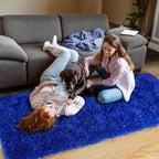 Pionblank Fluffy Runner Rugs for Bedroom 2x6, Modern Shaggy Area Rug for Hallway Living Room, Plush Soft Fuzzy Bedside Carpet for Kids Girls Boys Room Nursery Decor, Royal Blue