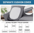 H.VERSAILTEX 3 Piece Stretch Sofa Covers for 2 Cushion Loveseat Couch Covers for Living Room Sofa Slipcovers (Base Cover Plus 2 Seat Cushion Covers) Thicker Jacquard Fabric(Medium Sofa, Dove)