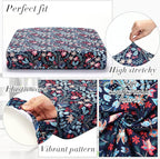 Newwiee 8Pcs Patio Cushion Covers Stretch Outdoor Cushion Cover Replacement for Patio Furniture Sofa Couch Slipcovers, Soft Flexibility Washable Furniture Protector(Paisley,Retro Color)