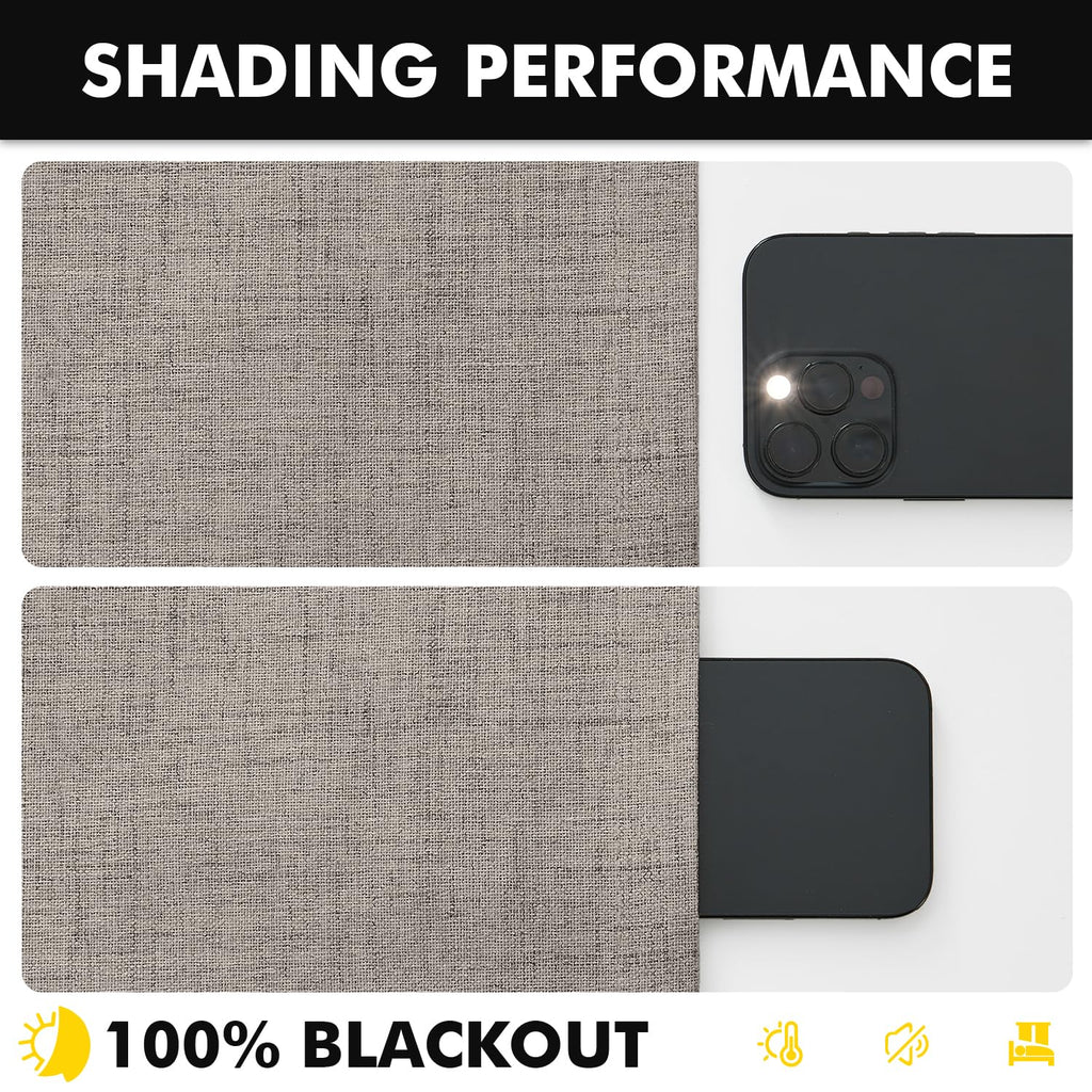 MIULEE 100% Blackout Linen Curtains for Bedroom 42 x 84 Inch Greige 2 Panel