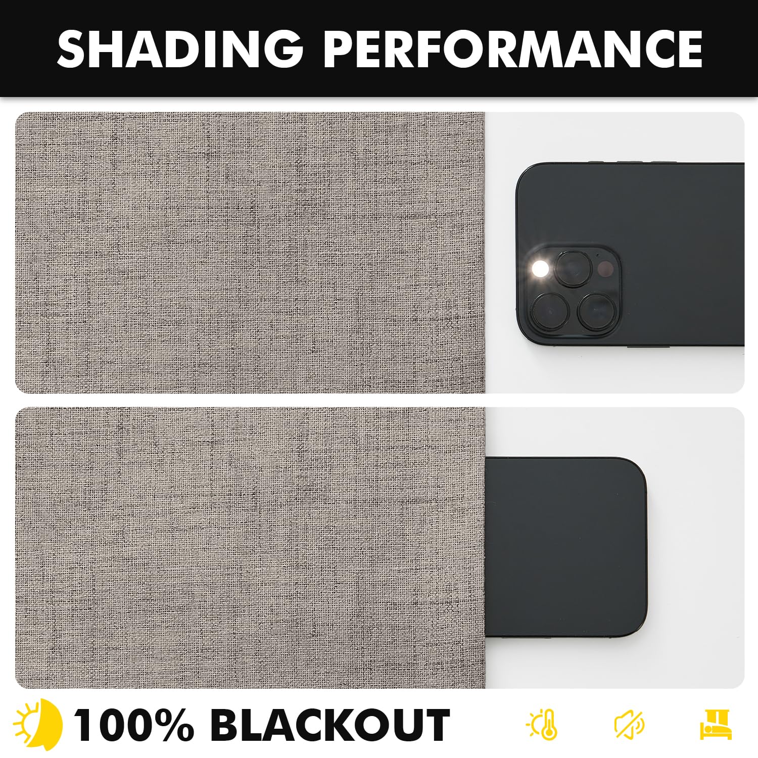 MIULEE 100% Blackout Linen Curtains for Bedroom 42 x 84 Inch Greige 2 Panel