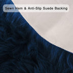 duduta Navy Blue Faux Sheepskin Fur Rug 3x5 ft, Fluffy Shag Bedroom Dorm Nursery Playroom Carpet Rug Non Slip Washable