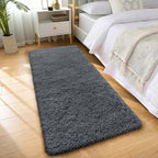 OLANLY 3x12 Machine Washable Runner Rugs for Hallway, Soft Fluffy Shaggy Bedside Rugs for Bedroom, Living Room, Indoor Floor Carpet for Kids Girls and Boys, Nursery Rooms, Home Decor Aesthetic, Grey
