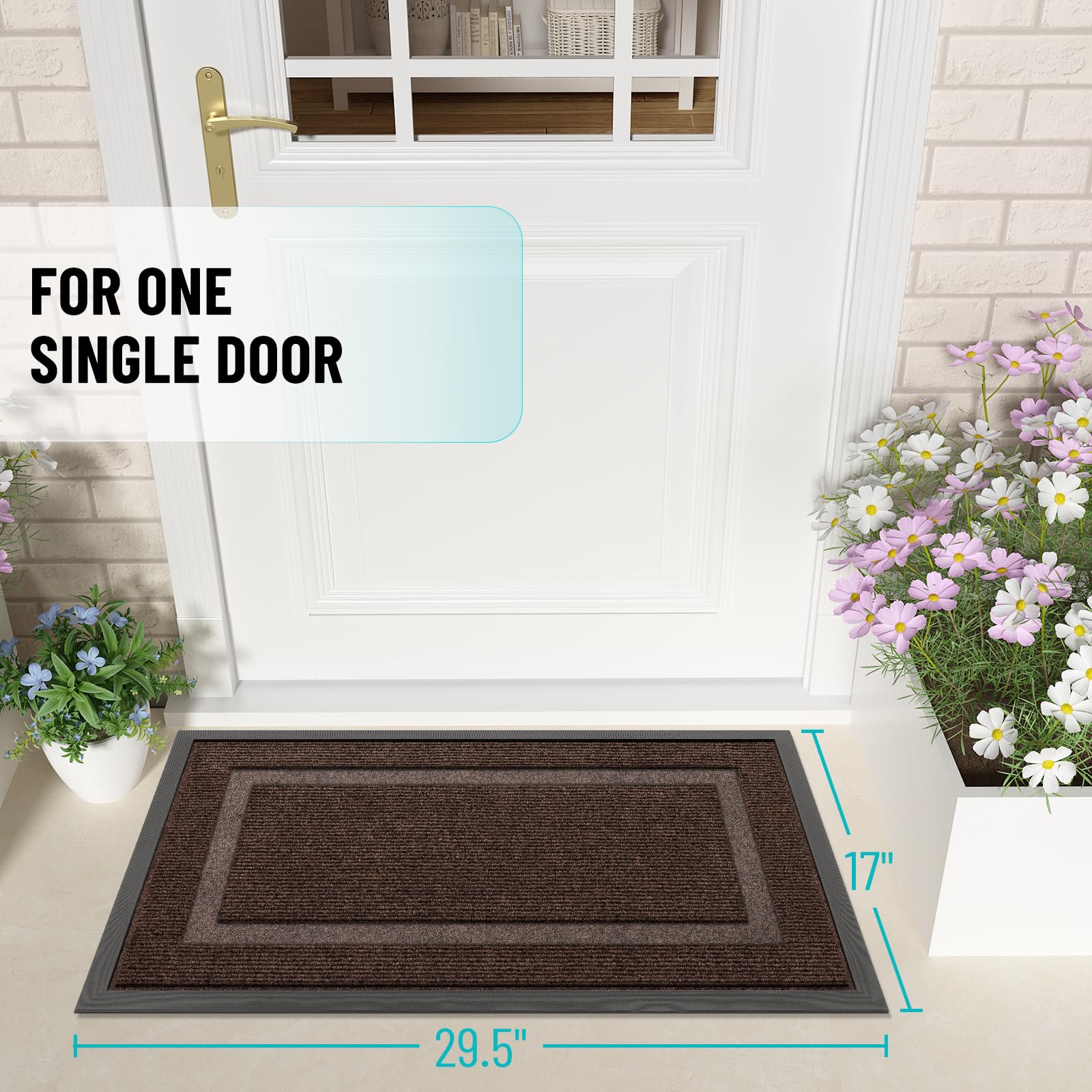 OLANLY Front Door Mat Outside 29.5x17, All-Season Heavy-Duty Rubber Doormat