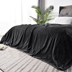 BEDELITE 3D Ribbed Jacquard Black Full Size Blankes for Bed, 84x90 Inch