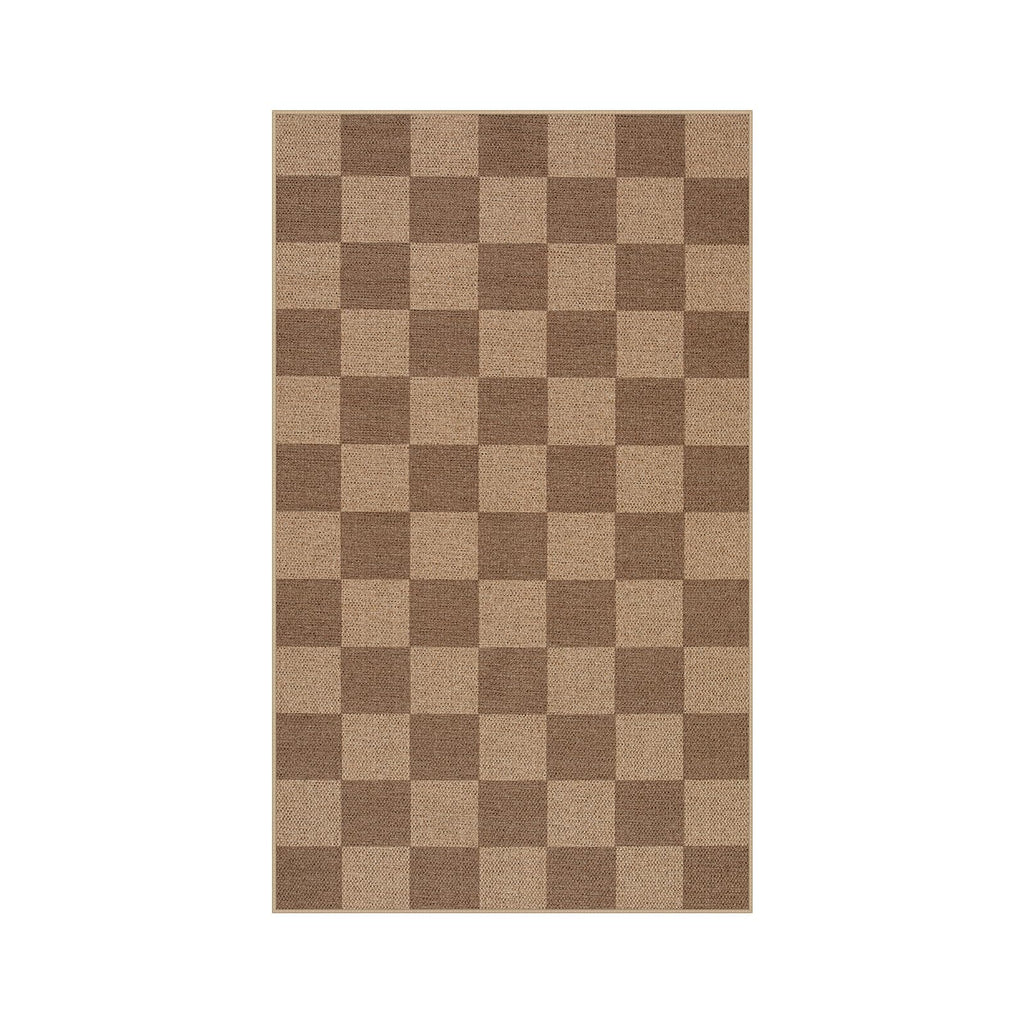 Lahome Checkered Easy Jute 3x5 Outdoor Rug, Washable Rugs for Entryway