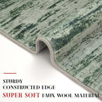 Lansny Modern Abstract Entryway Rug Indoor 2x3 Washable Rug Non-Slip Soft Small Area Rug Forest Green Kitchen Mats Thin Print Faux Wool Floor Carpet Throw Rugs for Entrance Bedroom