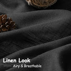 Nanspring Long Black Curtain 100 inches Long 2 Panels Set for Living Room Back Tab Modern Farmhouse Muslin Look Decor Cotton Textured Black Sheer Linen Curtains 100 inch Length for Large Window