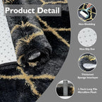 8x10 Fluffy Area Rugs for Living Room,Shag Area Rug for Bedroom,Geometric Soft Fuzzy Rug Non-Shedding Indoor Plush Carpet for Kids Bedroom Nursery Home Decor,Black and Gold