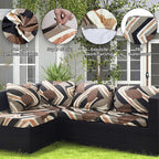 8Pcs Outdoor Cushion Covers, Patio Cushion Covers,Stretch Elastic Slipcovers, Replacement Washable & Reusable Furniture Protector for Patio Couch (Orange Realm-Pattern,Cover Only)