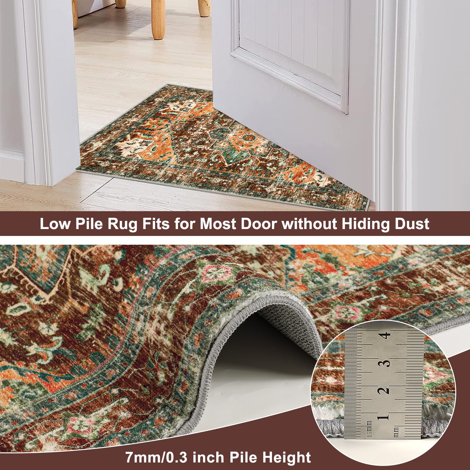 Yamaziot Washable Runner Rug, 3x10 Non-Slip Boho Hallway Kitchen Rug