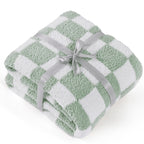 Bedsure GentleSoft Checkered Throw Blanket for Couch - Super Soft Cozy Fluffy Green Blanket, Lightweight Warm Knit All Season Blanket for Bed Sofa, Birthday, for Women, 50x60 Inches