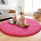 yulidayang Fluffy Round Area Rugs for Bedroom,Hot Pink 3Ft Shag Circle Area Rugs for Living Room,Non Slip Fuzzy Plush Rug for Kids Room Boys Girls Room and Dorm