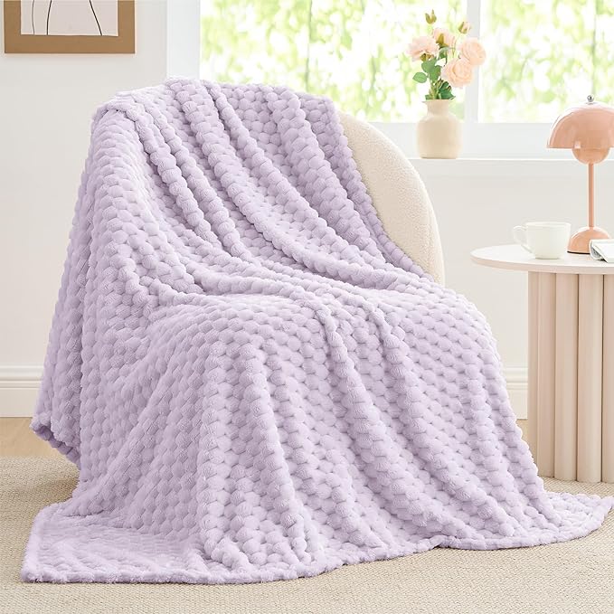 BEDELITE Fleece Blanket - 3D Jacquard Decorative Lavender Fog Throw Blankets for Couch & Bed, Soft and Cozy Warm Plush Fluffy Blanket All Seasons Suitable, 60x80Inches