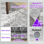 Babovid Grey Floral Area Rug 4x6 for Bedroom Dining Room
