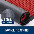 OLANLY Front Door Mat Indoor Outdoor Entrance, 2-Pack 59 x 23 Inch, Waterproof Heavy Duty Doormat, Fade Resistant, Low Profile, Easy Clean Patio Porch Welcome Floor Mats for Entry, Red
