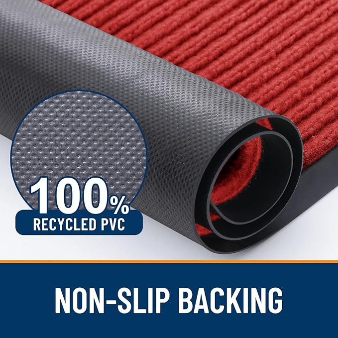 OLANLY Front Door Mat Indoor Outdoor Entrance, Waterproof Heavy Duty Doormat, Fade Resistant, Low Profile, Easy Clean Patio Porch Welcome Floor Mats for Entry, 47x34, Red