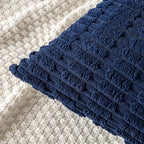 MIULEE Pack of 2 Corduroy Decorative Euro Sham Throw Pillow Covers 26x26 Inch Soft Boho Striped Pillow Covers Modern Farmhouse Home Decor for Summer Coastal Sofa Living Room Couch Bed Dark Blue