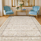 Farmhouse 6x8 Area Rug for Living Room, Beige Cream Large Rug for Bedroom, Dining Room & Home Office, Soft Modern Carpet for Neutral Home Decor, Non-Slip Washable Floor Rug for High-Traffic Areas