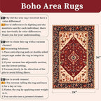 SERISSA Boho Rugs for Entryway, 2x3 Washable Non-Slip Entryway Rug Small Area Rug, Ultra Soft Oriental Vintage Red Black Low-Pile Indoor Door Mat Floor Carpet for Entrance Bedroom Kitchen Bathroom