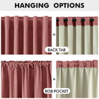 MIULEE 100% Blackout Linen Curtains 42 x 96 Inch Dusty Rose Pink 2 Panels