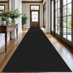 KOZYFLY Extra Long Runners for Hallways 3x20 ft Washable Kitchen Runner Non Slip Rubber Backed Hallway Rug Cotton Entryway Runner Rug Floor Carpet for Indoor Hall, Kitchen, Stair, Black/Dark Grey
