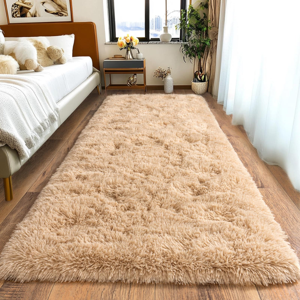 Pionblank Fluffy Runner Rugs for Bedroom 2x6, Camel