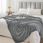 BEDELITE Fleece Blanket Soft Plush Queen Size Bed Blanket Grey 90"x90"