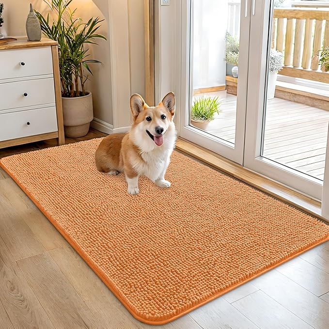 OLANLY Dog Door Mat for Muddy Paws 45x27, Super Absorbent Chenille Mud Mat