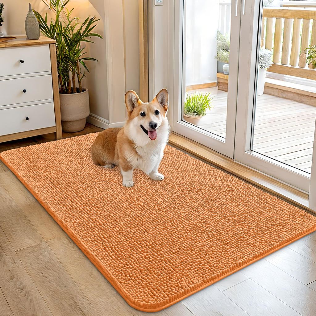 OLANLY Dog Door Mat for Muddy Paws 45x27, Super Absorbent Chenille Mud Mat