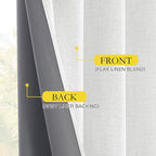 NICETOWN 100% Absolutely Blackout Linen Curtains with Thermal Insulated Grey Liner, Greyish White, 52 inches Wide, 84 inches Length Energy Saving Curtains for Living Room 2 Panels Set, Vertical Blinds