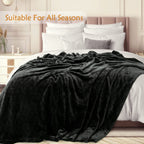 TOONOW Fleece Blanket Fuzzy Plush Throw Blanket 50" x 60", Super Soft Fluffy Bed Blanket Geometric Pattern Comfy Microfiber Flannel Blankets for Couch, Bed, Sofa, Black