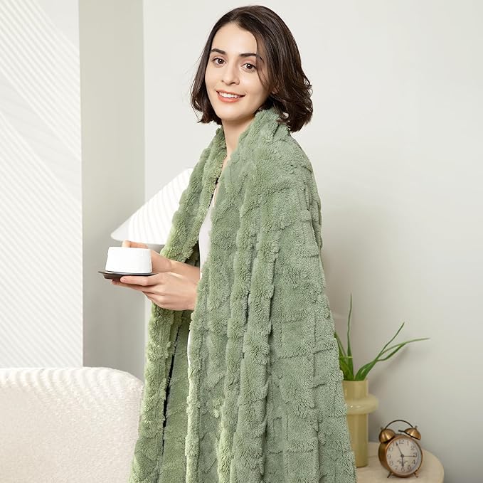 Aganear Fleece Throw Blanket for Couch Sofa 60"x80" Sage Green
