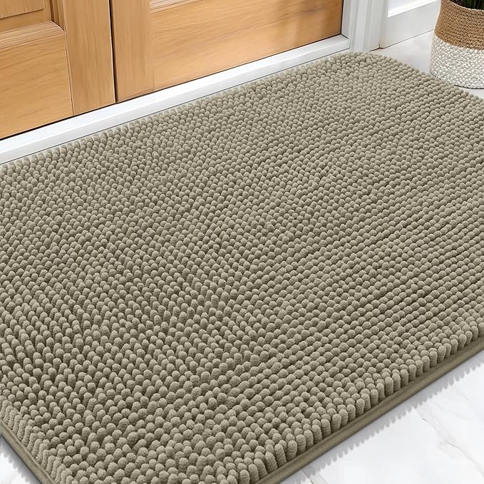 OLANLY Dog Door Mat for Muddy Paws 32x20, Super Absorbent Chenille Mud Mat