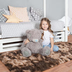 Pionblank Fluffy Runner Rugs for Bedroom 2x6, Modern Shaggy Brown Area Rug for Hallway Living Room, Plush Soft Fuzzy Bedside Carpet for Kids Girls Boys Room Nursery, Tie-Dyed Coffee