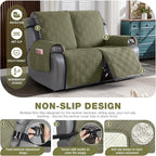 TAOCOCO 100% Waterproof Loveseat Recliner Covers 2 Seater, Split Loveseat Covers for Reclining loveseat, Non Slip Reclining Couch Cover with Double Straps for Kids, Pets(2 Seater, Green)