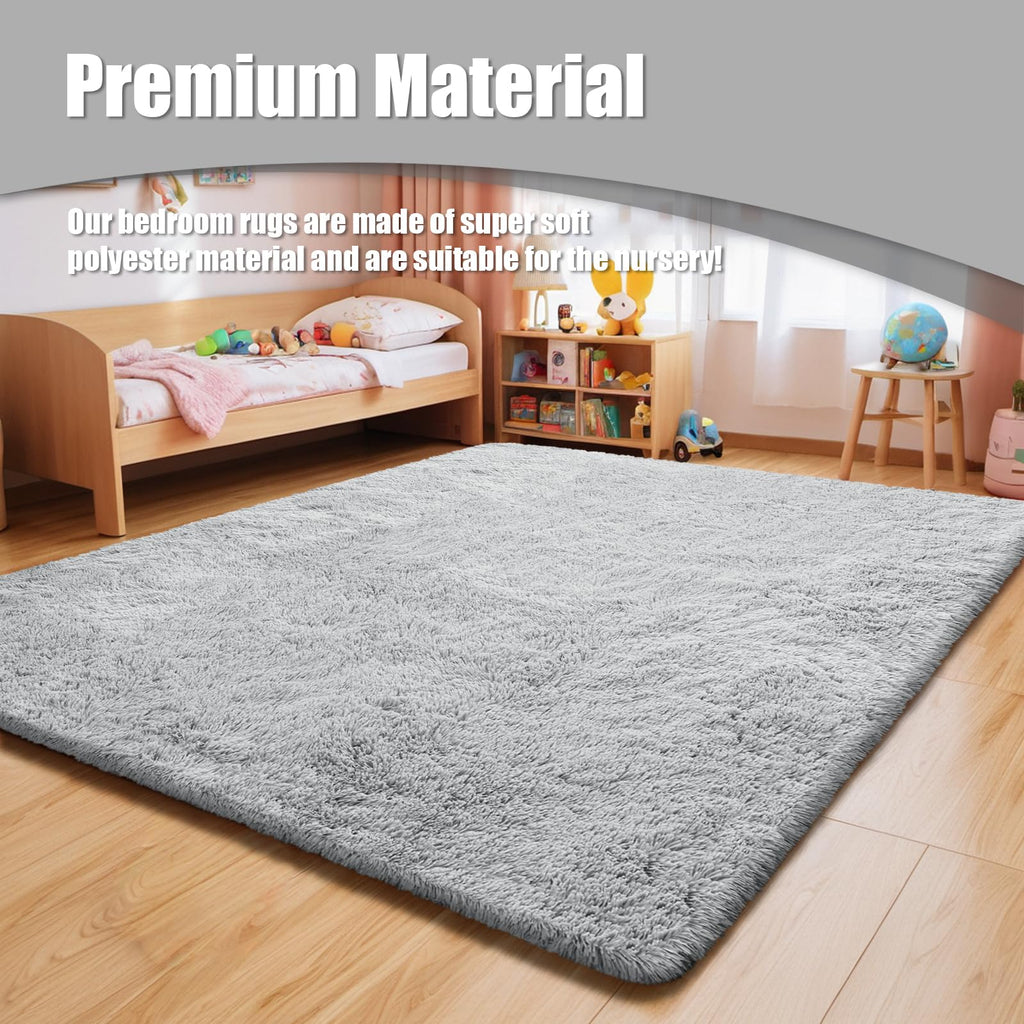 Ultra Soft Fluffy Area Rugs for Bedroom Living Room,10x14 Grey Rug
